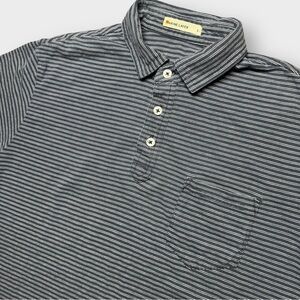 Marine Layer Mens Small Polo Blue White Stripes Cotton Tencel Chest Pocket Shirt